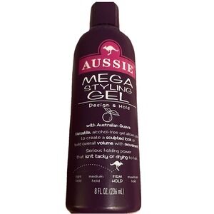 Aussie Mega Styling Gel Design Firm Hold 8 Fl Oz. Alcohol Free Australian Guava